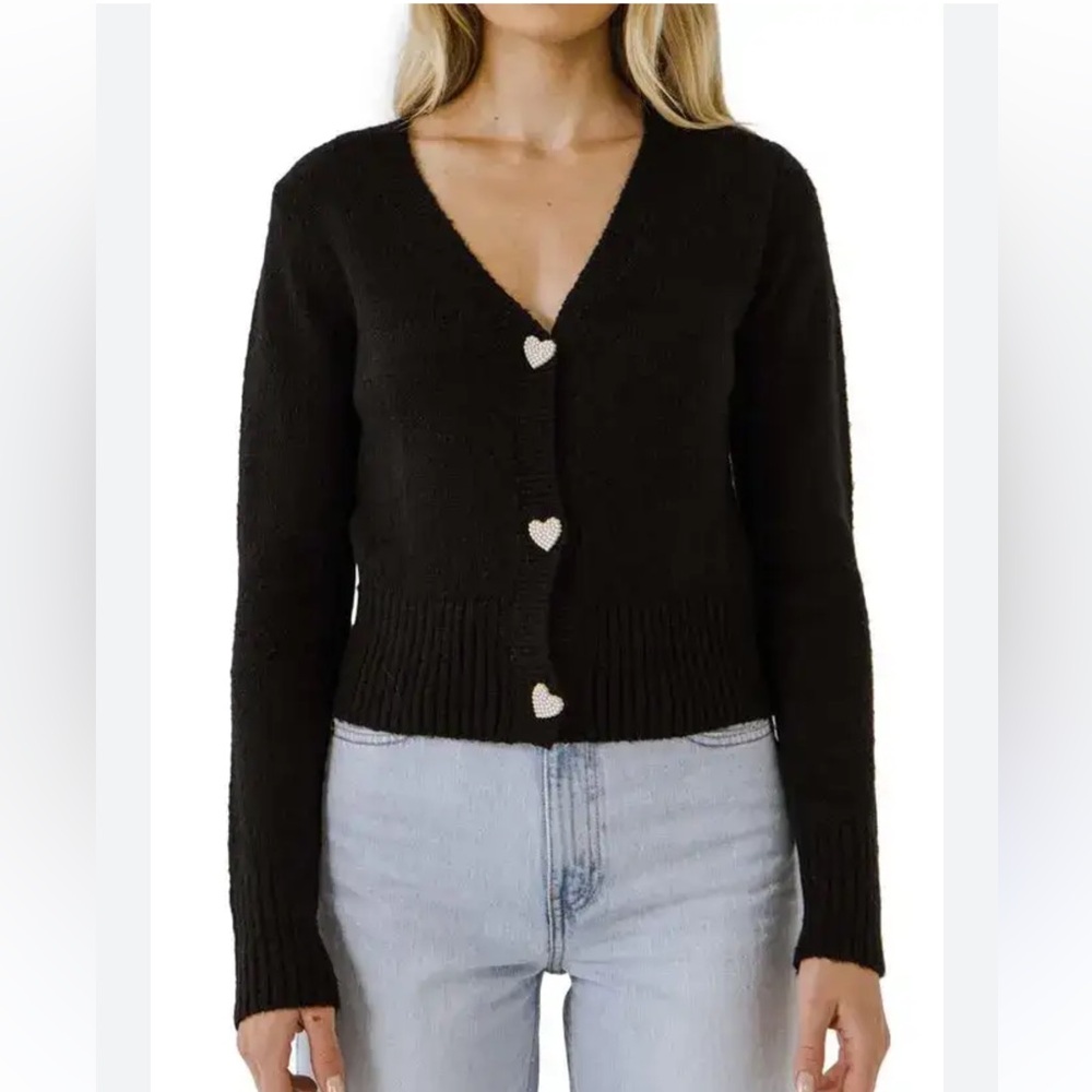 English Factory Heart Button Sweater